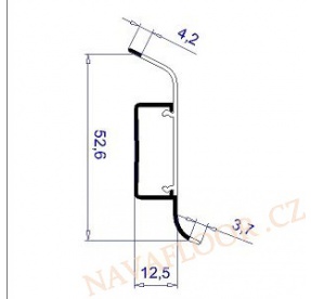 Soklová lišta FATRA 52x12mm L0038 BÍLÁ plastová s kabelovým kanálem délka 2,5m / cena za bm