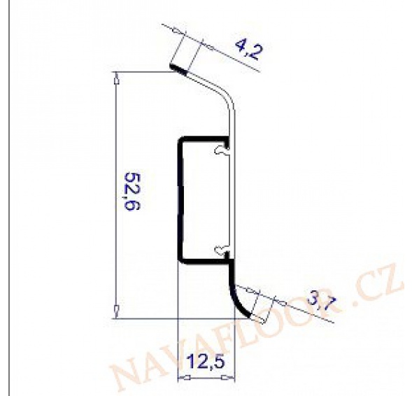 Soklová lišta FATRA 52x12mm L0038 BÍLÁ plastová s kabelovým kanálem délka 2,5m / cena za bm